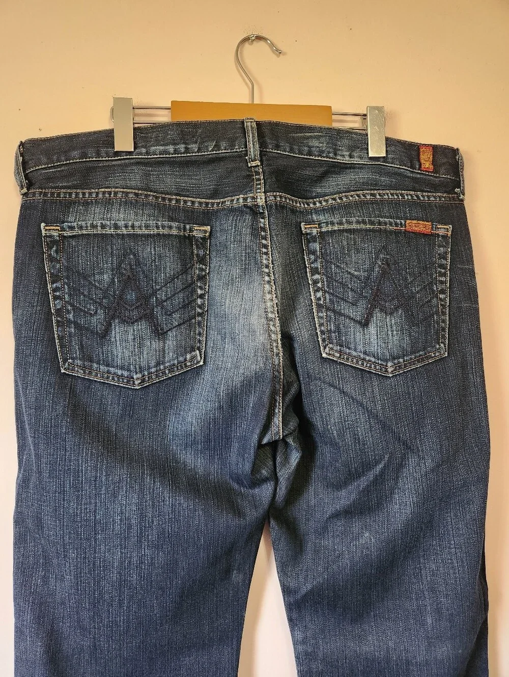 ​7 For All Mankind "A" Pocket Men's Jeans Sz 38 Made in USA Distressed Bootcut - Picture 4 of 14